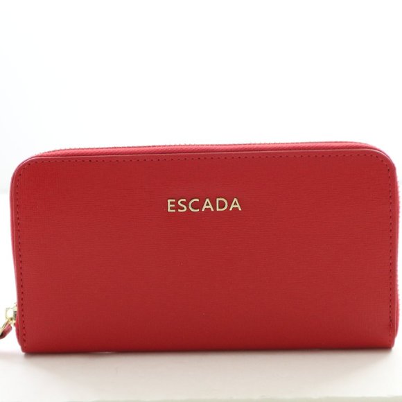 Escada Leather Zip Clutch Logo Wallet in Cherry Red - Picture 13 of 13
